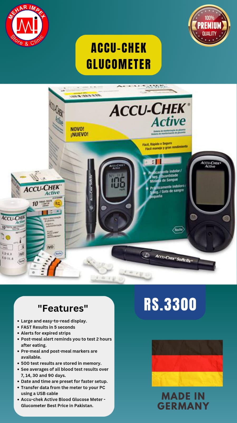 ACCU-CHEK ACTIVE GLUCOMETER BY ROCHE SURGICAL